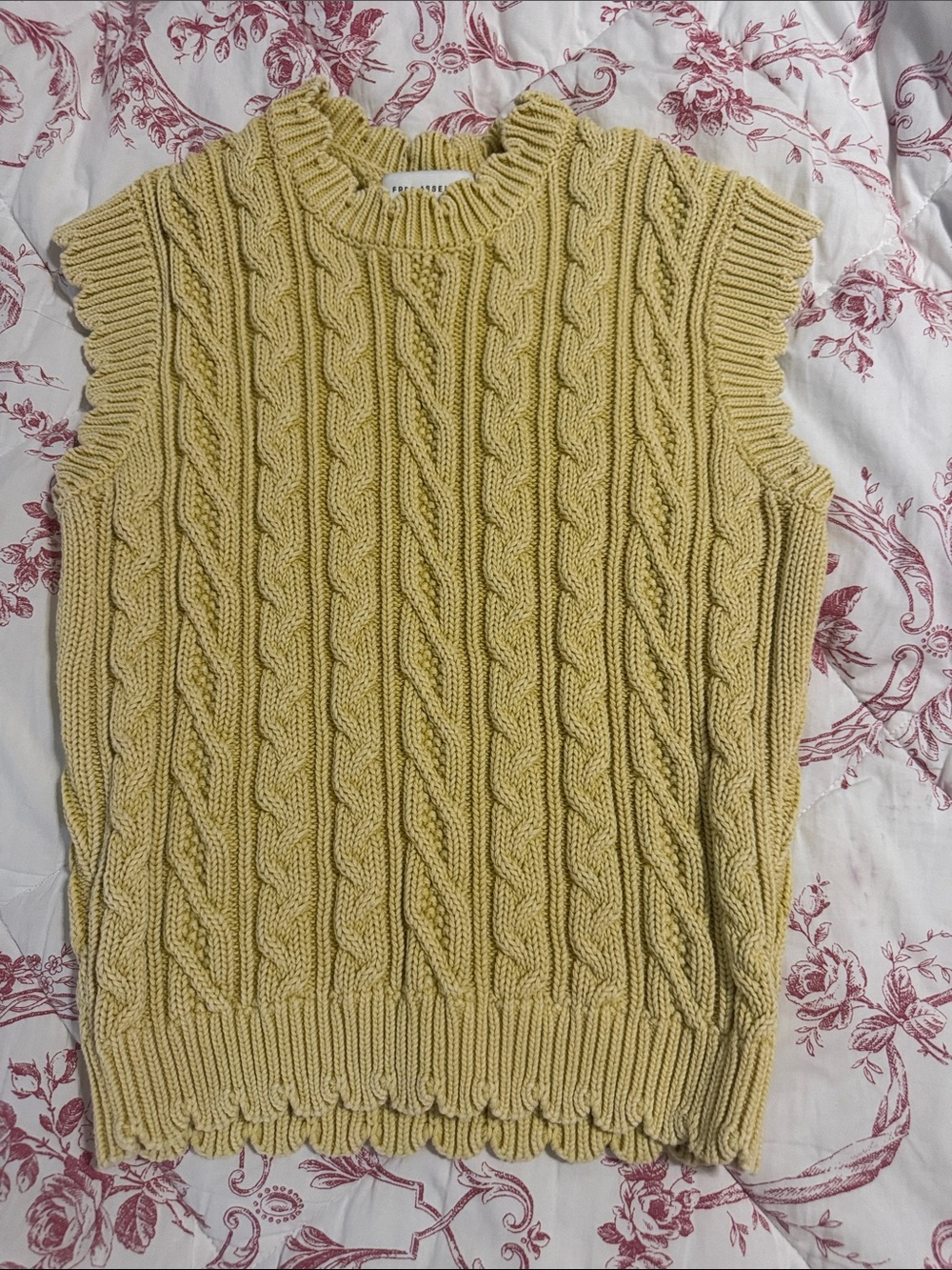Cable-Knit Sleeveless Crew Sweater Vest in Mustard by & Other Stories